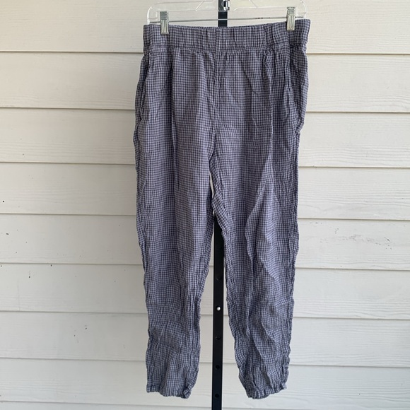 Eileen fisher plaid linen stretchy waistband small - Picture 5 of 8